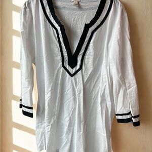 J. Crew White Tunic with Black Trim